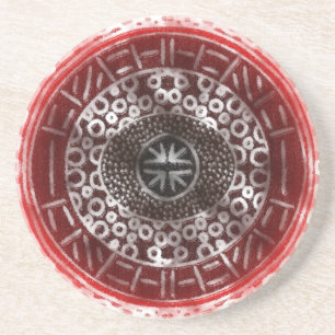 Concentric Circles African Tribal Print red ombre Getränkeuntersetzer