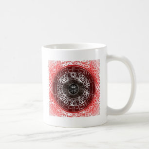 Concentric Circles African Tribal Print red ombre Kaffeetasse