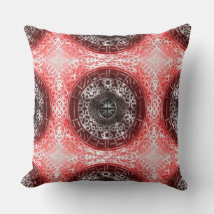 Concentric Circles African Tribal Print red ombre Kissen