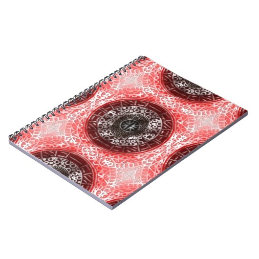 Concentric Circles African Tribal Print red ombre Notizblock (Linke Seite)