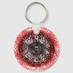 Concentric Circles African Tribal Print red ombre Schlüsselanhänger