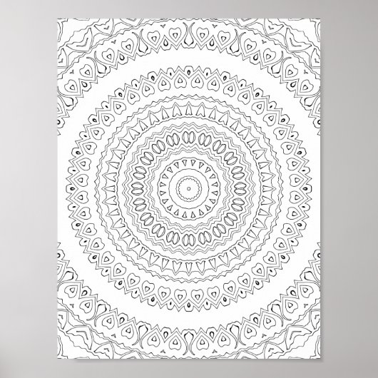 Concentric Heart Waves Coloring Page Pattern Art Poster (Vorne)