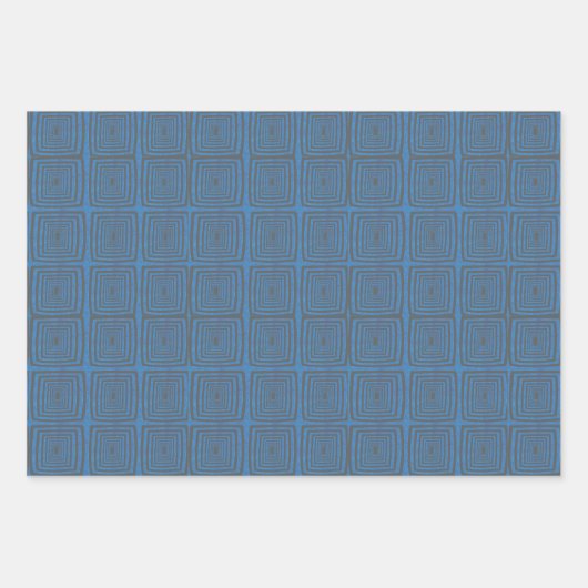 Concentric Wavy Squares on a mottled blue paintbox Geschenkpapier Set (Vorderseite 2)