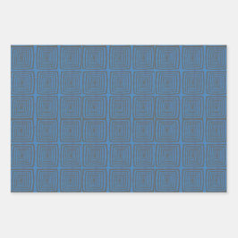 Concentric Wavy Squares on a mottled blue paintbox Geschenkpapier Set