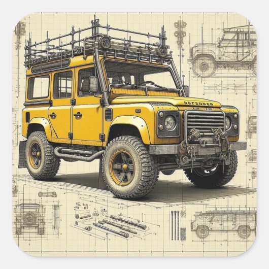 Concept Defender Quadratischer Aufkleber (Vorderseite)