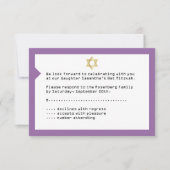 Concept Ticket Bat Mitzvah UAWG Reply Card Lila RSVP Karte (Vorderseite)