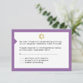 Concept Ticket Bat Mitzvah UAWG Reply Card Lila RSVP Karte (Stehend Vorderseite)