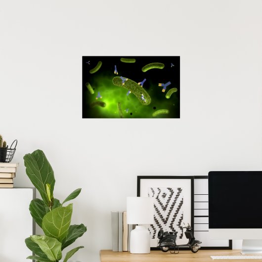 Conceptual Image of Antibody Killing Bacteria Poster (Heimbüro)
