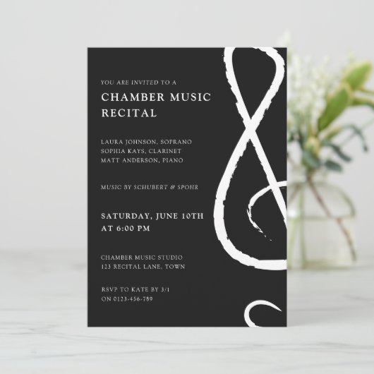 Concert Treble Clef Kammermusik Erwägung Einladung (Stehend Vorderseite)