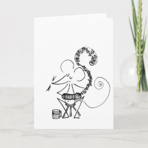 Concertina-Spieler - Blanke-Grußkarte für Stickmau Karte