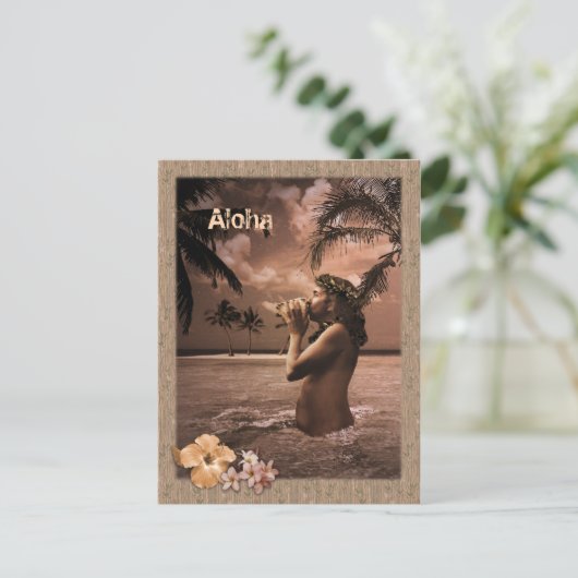 Conch Blows Postkarte (Stehend Vorderseite)