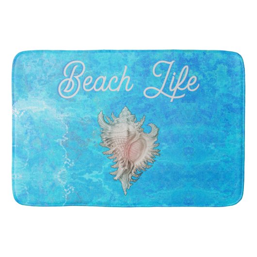 Conch Muschel "Beach Life" Badematte (Vorderseite)