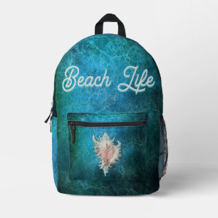 Conch Muschel "Beach Life" Bedruckter Rucksack