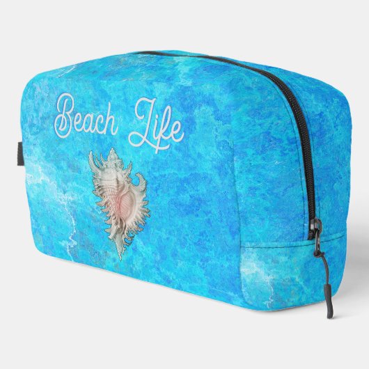 Conch Muschel "Beach Life" Dopp Kit Waschbeutel (Rechte Ecke)