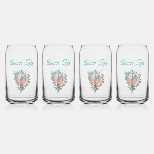 Conch Muschel "Beach Life" Dosenglas (Vorderseite)