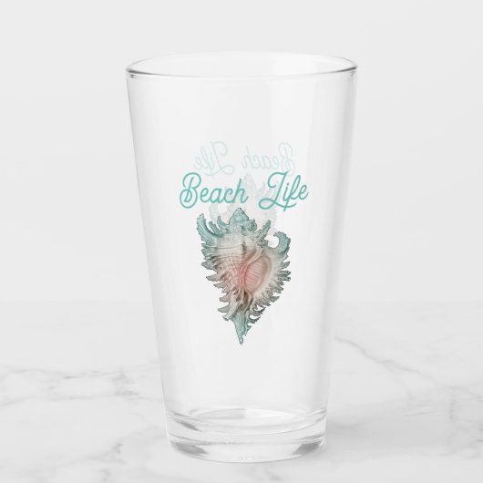 Conch Muschel "Beach Life" Glas (Vorderseite)