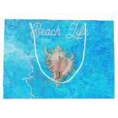 Conch Muschel "Beach Life" Große Geschenktüte (Rückseite)