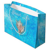 Conch Muschel "Beach Life" Große Geschenktüte (Rückseite Schrägansicht)