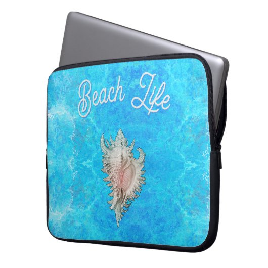 Conch Muschel "Beach Life" Laptopschutzhülle (Vorderseite Links)