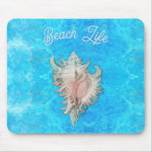 Conch Muschel "Beach Life" Mousepad (Vorne)