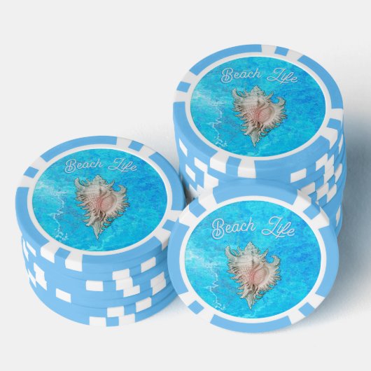 Conch Muschel "Beach Life" Pokerchips (Stapel)