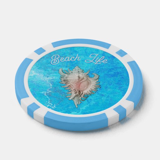 Conch Muschel "Beach Life" Pokerchips (Einzeln)