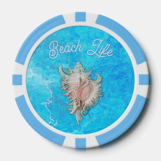 Conch Muschel "Beach Life" Pokerchips (Vorderseite)