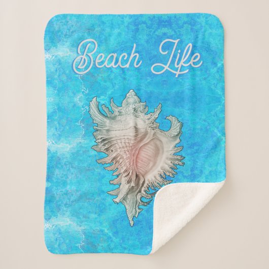 Conch Muschel "Beach Life" Sherpadecke (Vorderseite)