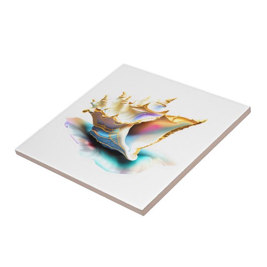 Conch Muschel iridescent Mutter Perlstrand Meer Fliese (Seite)