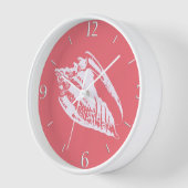 Conch Muschel - Korallenrosa und Weiß Wanduhr (Winkel)