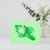 Conch Muschel Sketch - smaragdgrün und lila grün Postkarte (Stehend Vorderseite)