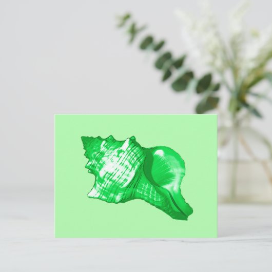 Conch Muschel Sketch - smaragdgrün und lila grün Postkarte (Stehend Vorderseite)