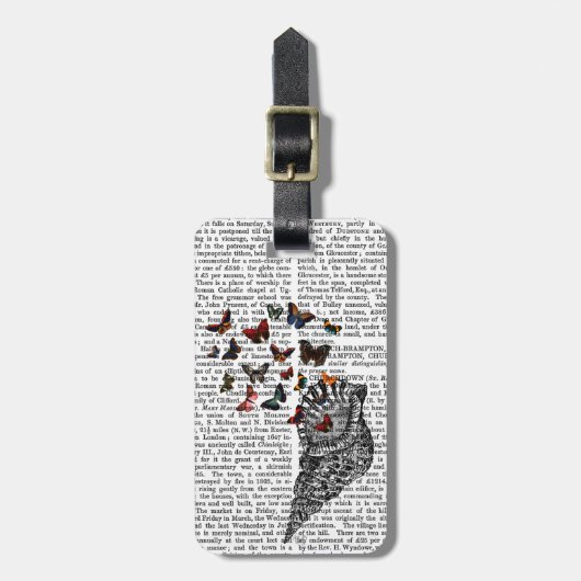 Conch Muschel und Schmetterlinge 2 Gepäckanhänger (Vorderseite vertikal)