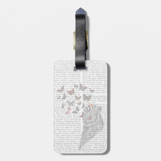 Conch Muschel und Schmetterlinge 2 Gepäckanhänger (Rückseite vertikal)