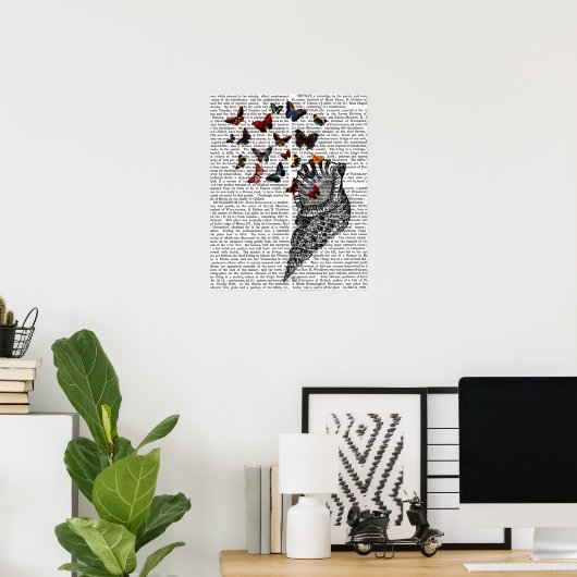 Conch Muschel und Schmetterlinge Poster (Heimbüro)