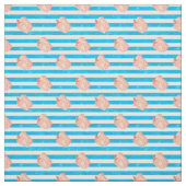 Conch-Muscheln an der Küste von Blue Stripes Stoff (Muster)