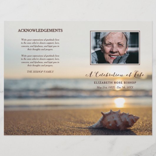 Conch on Beach Celebration of Life Funeral Program (Vorderseite)