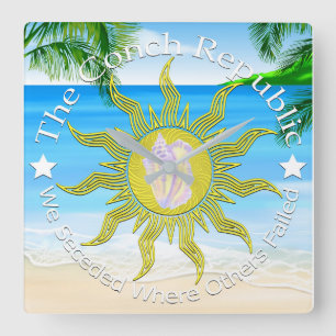 Conch Republic We Seceded Quadratische Wanduhr