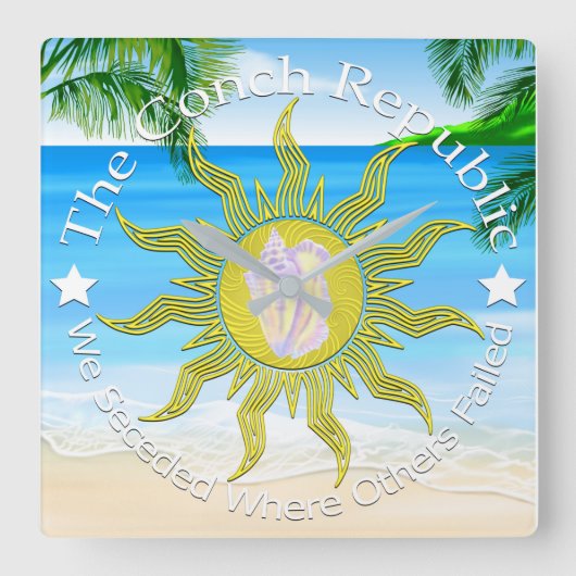 Conch Republic We Seceded Quadratische Wanduhr (Vorderseite)