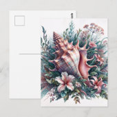 Conch-Schnecken-Blumenkunst Postkarte (Vorne/Hinten)