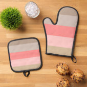 Conch Seashell Stripe Colors Ofenhandschuh & Topflappen-Set (Oben Unten)