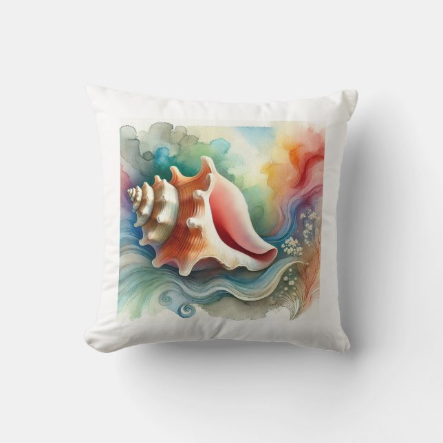 Conch Shell 160724AREF203 - Watercolor Kissen (Vorderseite)