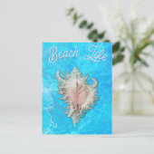 Conch Shell "Beach Life" Postkarte (Stehend Vorderseite)