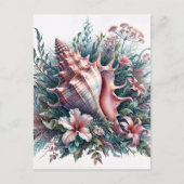 Conch Shell Floral Art Postkarte (Vorderseite)