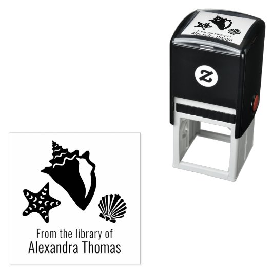 Conch Starfish Scallop Seashell Beach Library Permastempel (Beispiel)