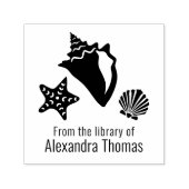 Conch Starfish Scallop Seashell Beach Library Permastempel (Design)