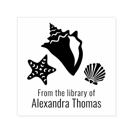 Conch Starfish Scallop Seashell Beach Library Permastempel (Design)