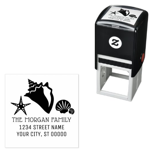 Conch Starfish Seashells Beach Name Adresse Permastempel (Beispiel)