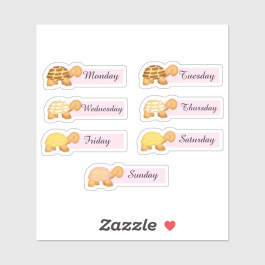 Concha Brottage Tage der Woche Turtles Aufkleber (Blatt)