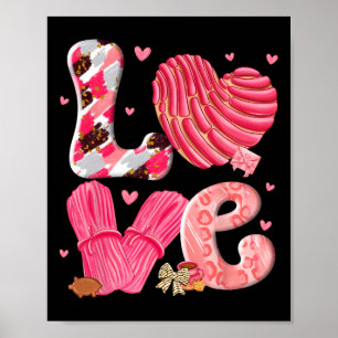 Concha Liebt Valentinstag Mexikanischer Süßer Pan  Poster